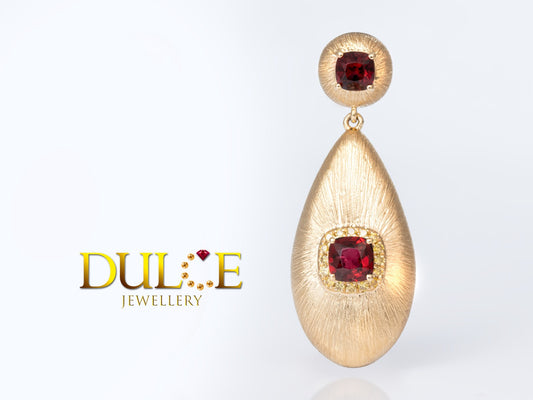 18K Gold Red Spinel Yellow Diamond Pendant