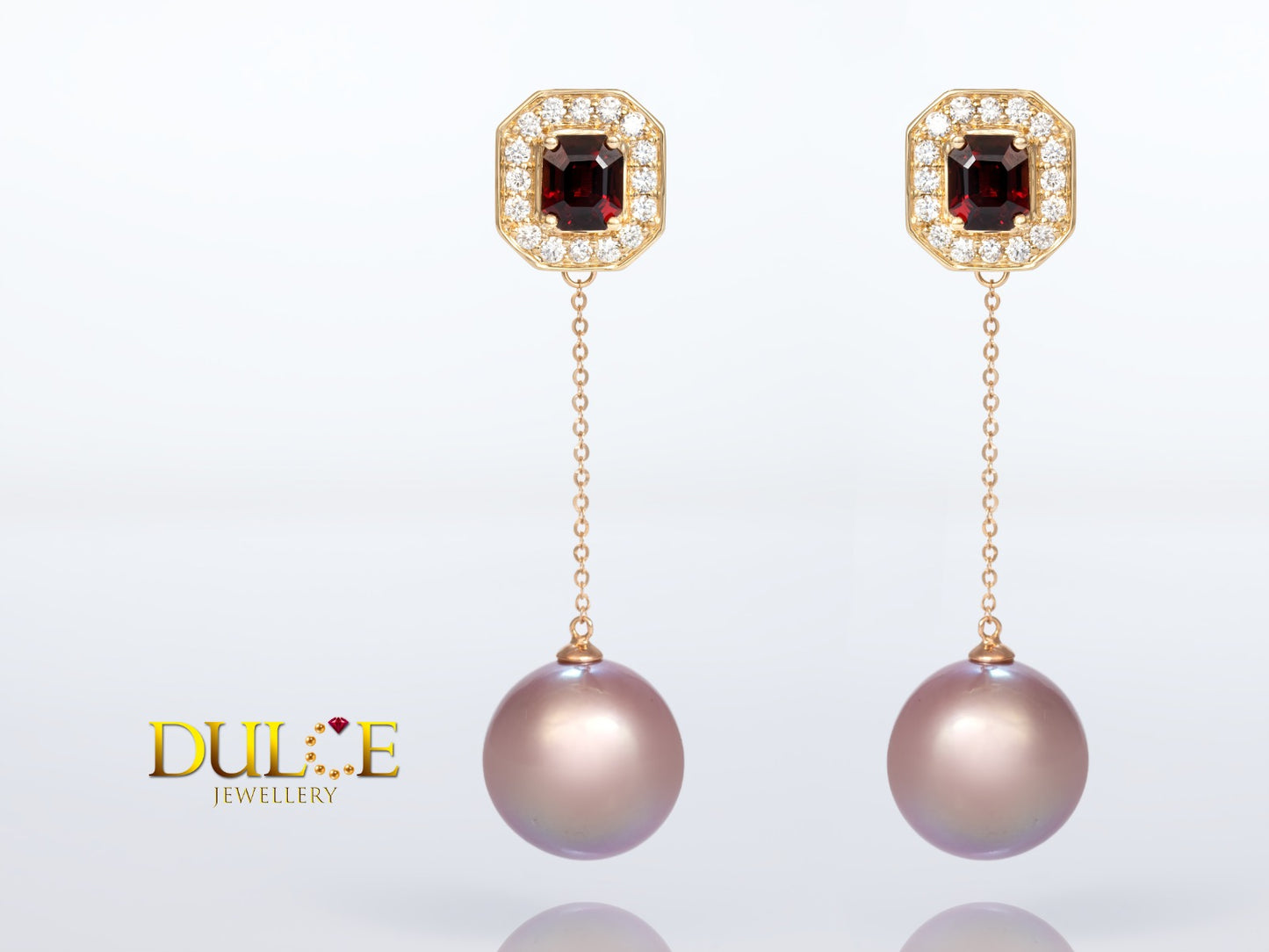 18K Gold Red Spinel Diamond Earrings (GERSPINEL2764) (Pearls not included)