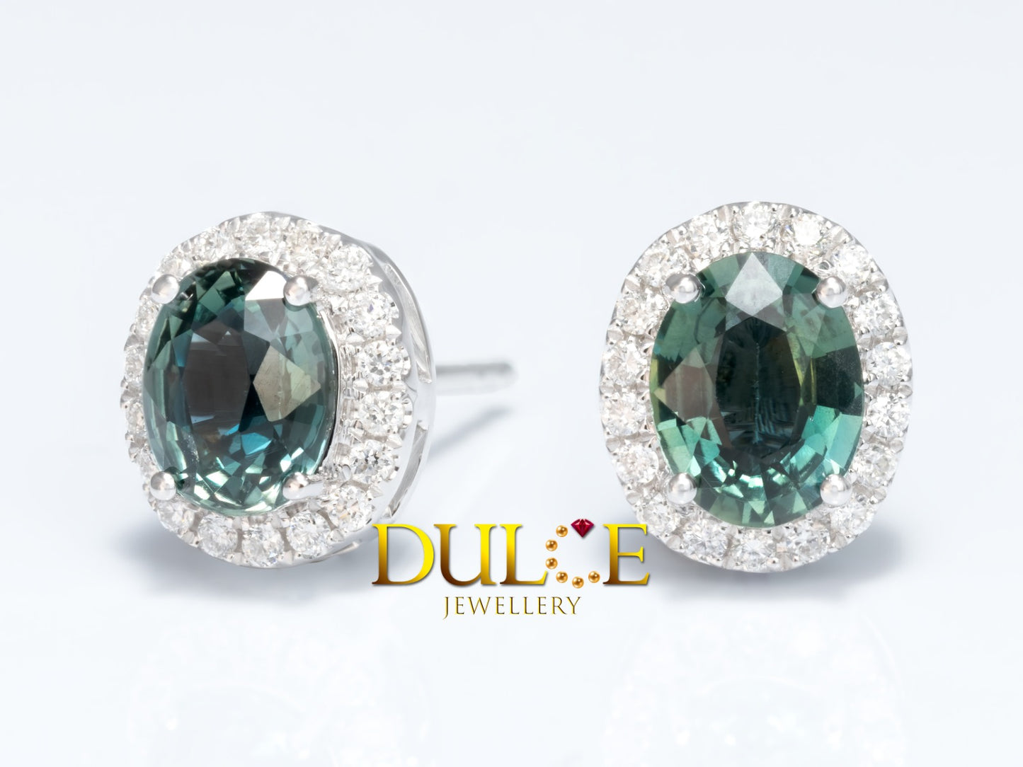18K Green Sapphire & Diamond  Earrings