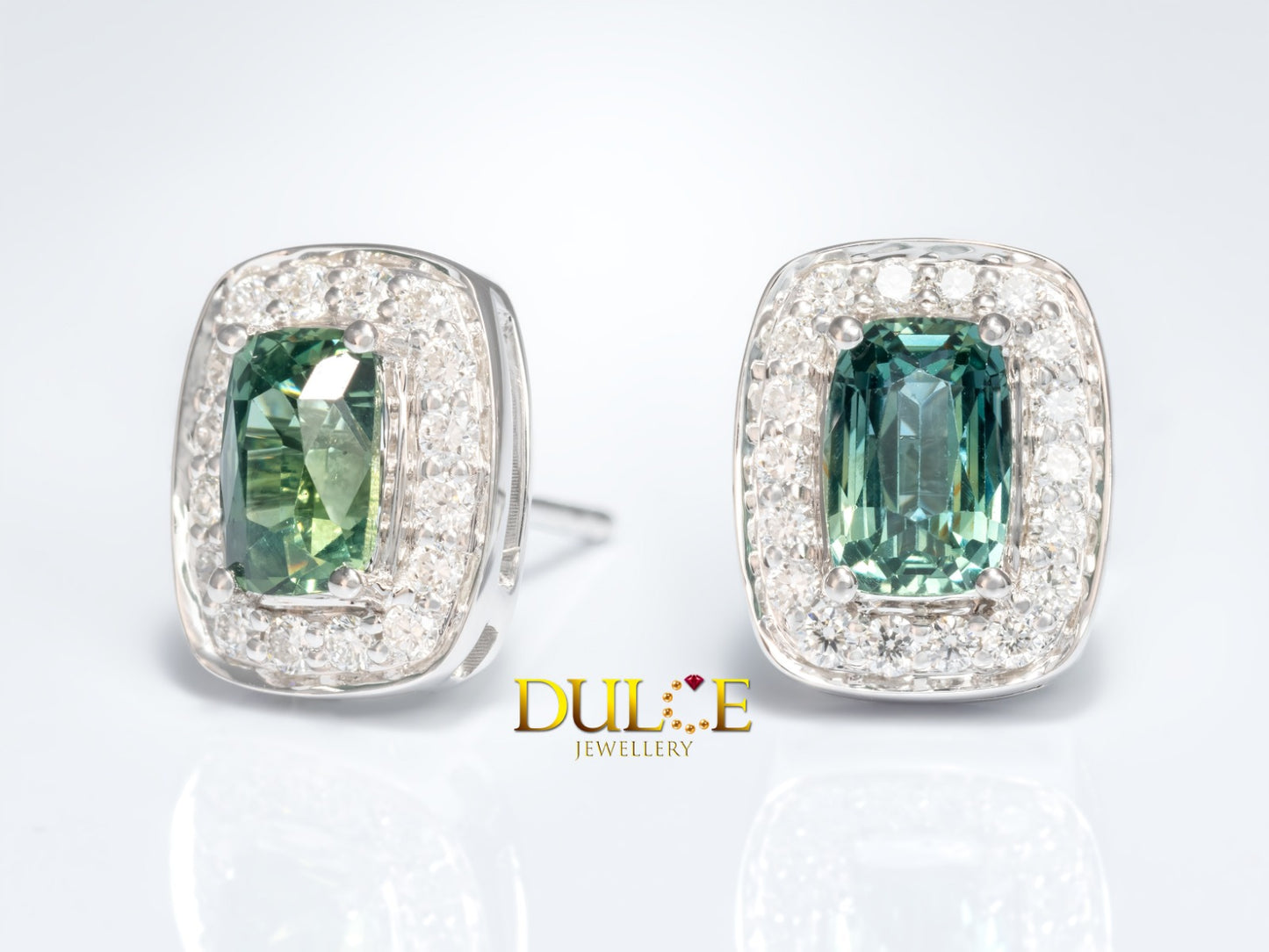 18K Green Sapphire & Diamond  Earrings (GEGS&D2920)
