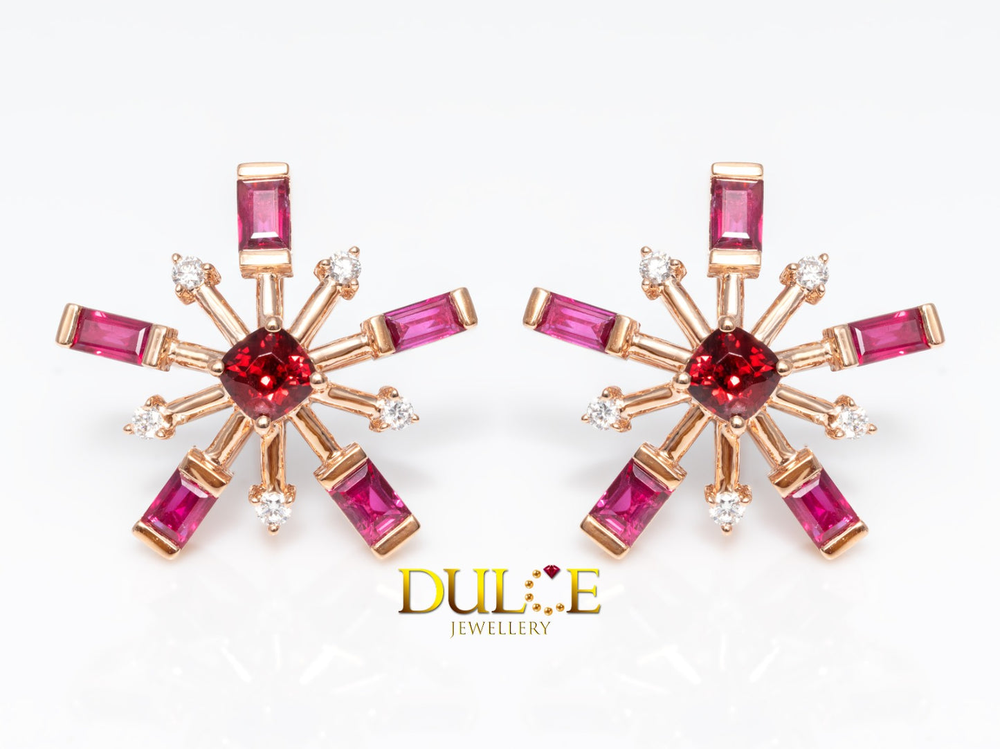 18K Gold Red Spinel & Ruby Diamond Earrings (#2958)