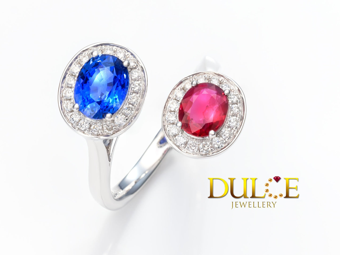 18K Gold Ruby & Blue Sapphire Diamond Ring (GRRUBY&S3473)