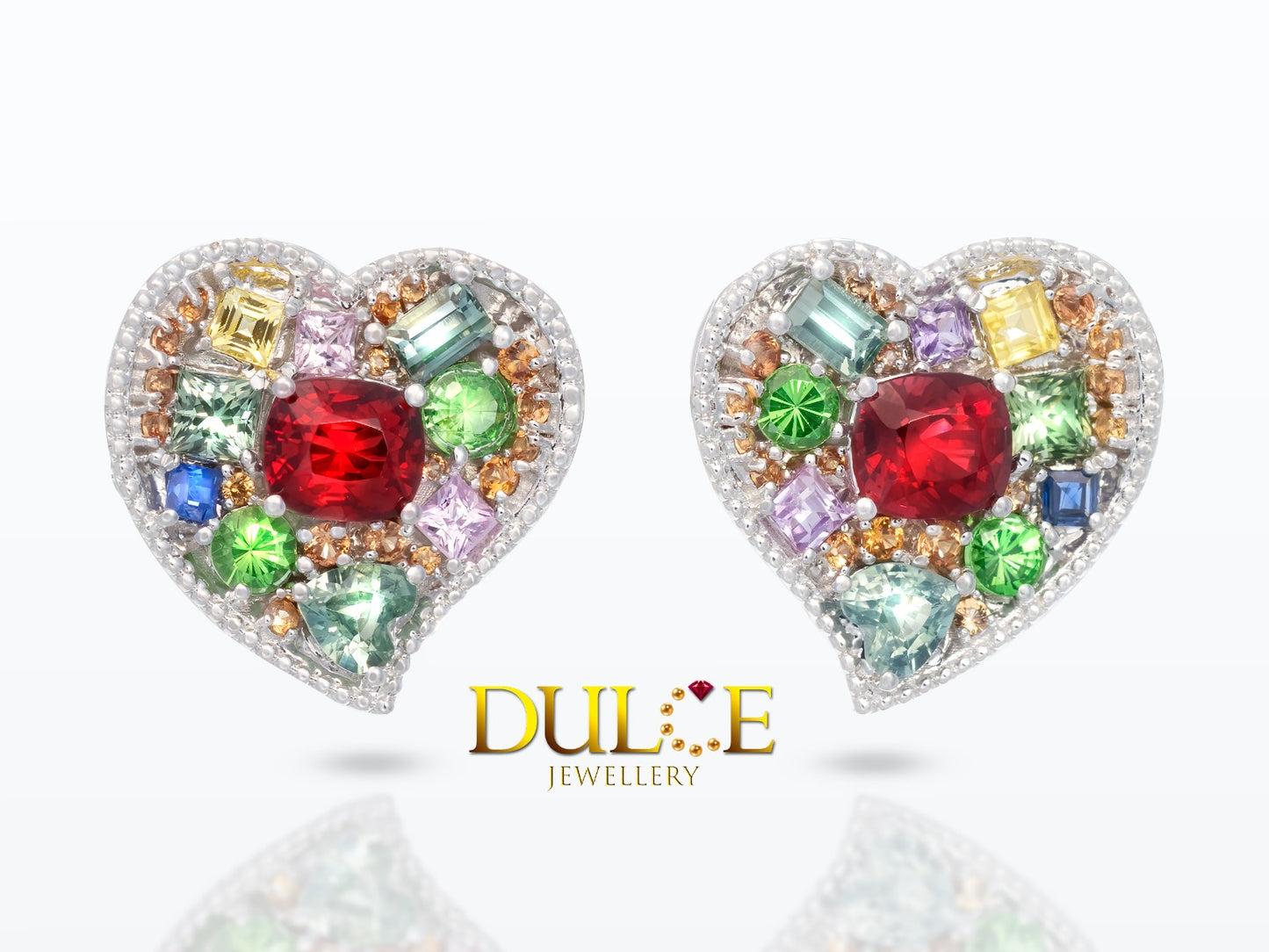 18K Gold Red Spinel / Sapphire / Ruby Earrings (#3313)