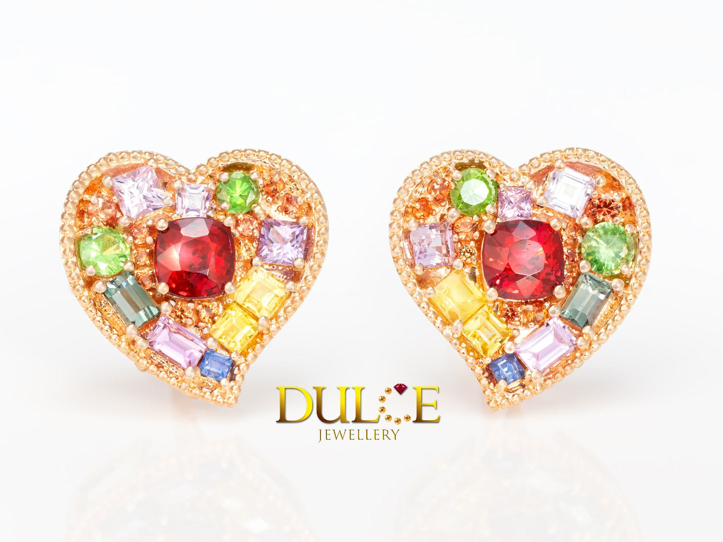 18K Gold Red Spinel / Sapphire / Ruby Earrings (#3314)