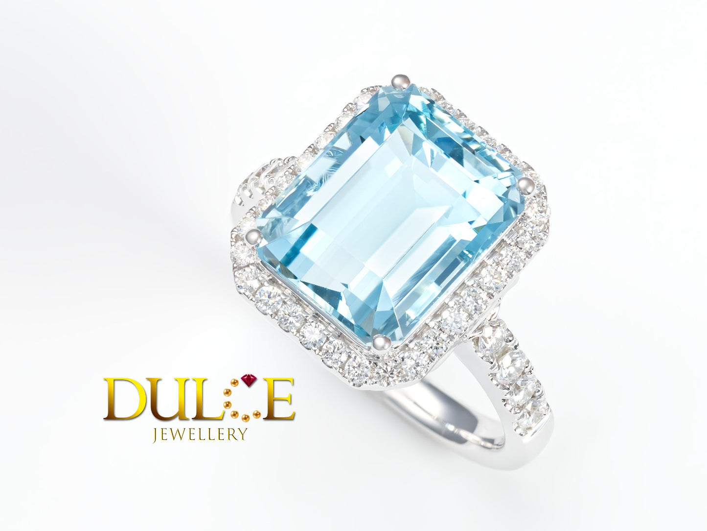 18K Gold Aquamarine Diamond Ring (3428)