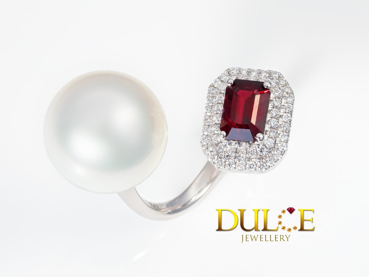 18K Gold Ruby and Southsea Pearl Diamond Ring (GRRUBY&P4082)