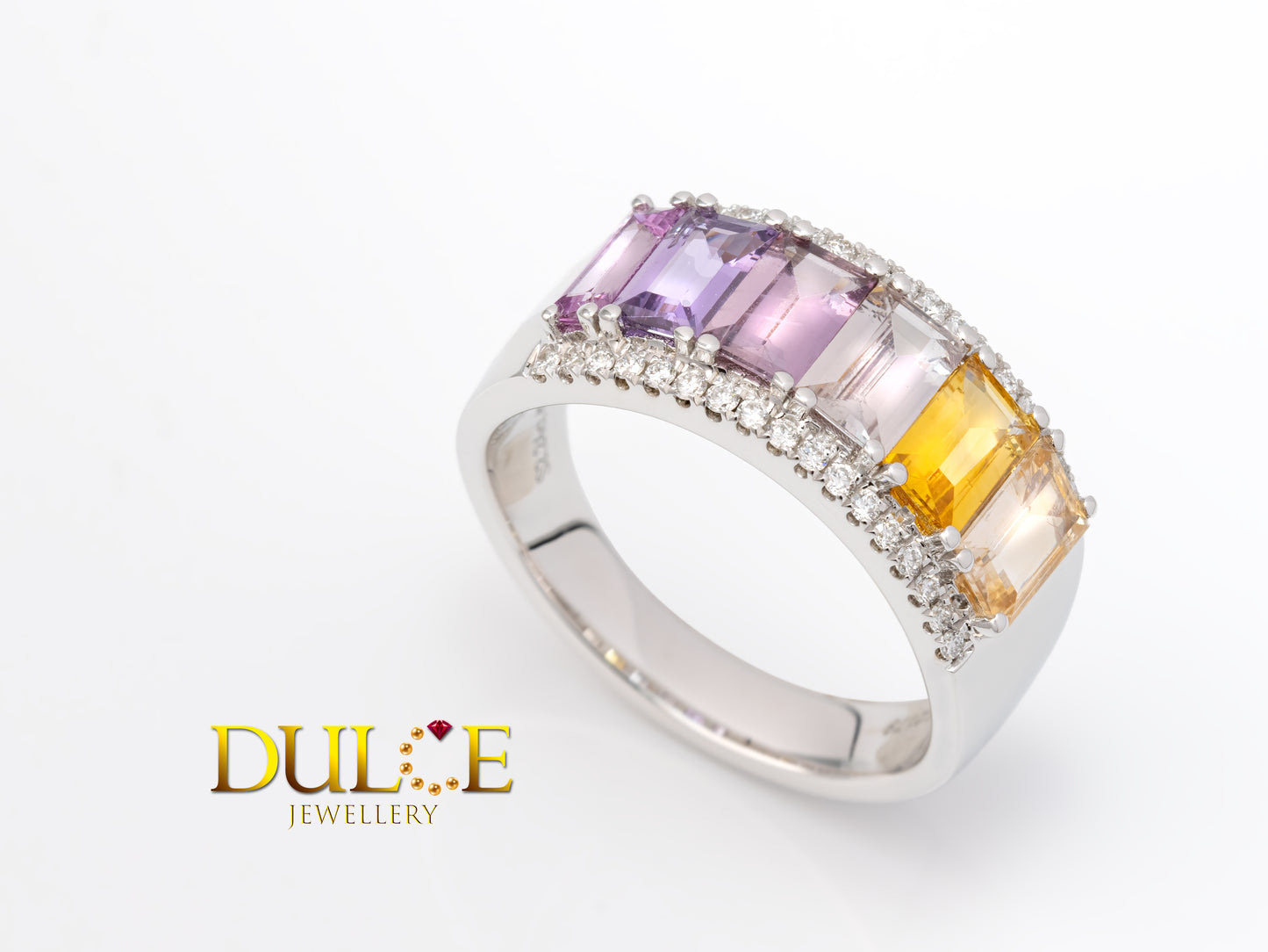 18K Gold Multi-Color Sapphire Diamond Ring (2179)