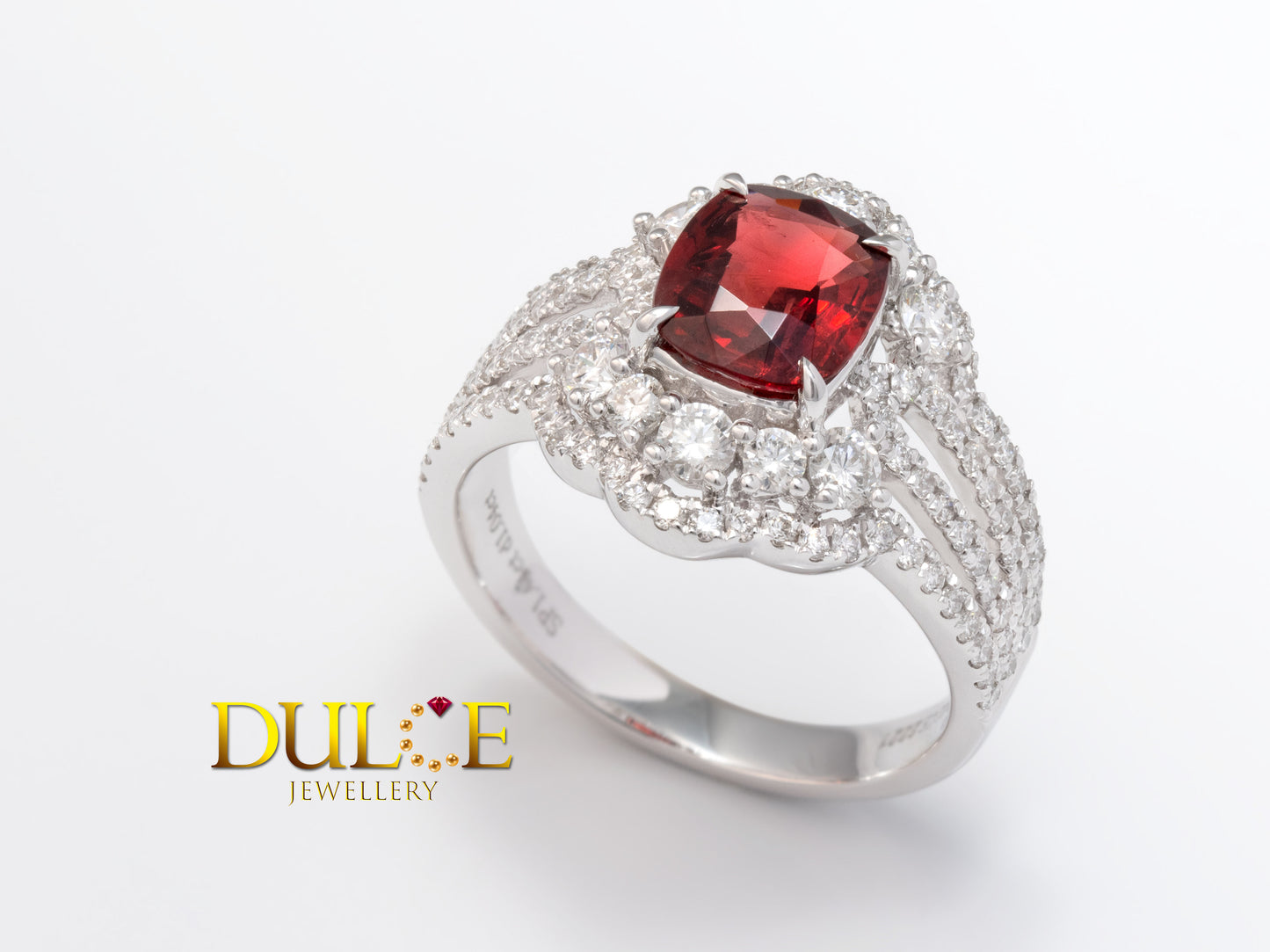 18K Gold Red Spinel Diamond Ring (2221)