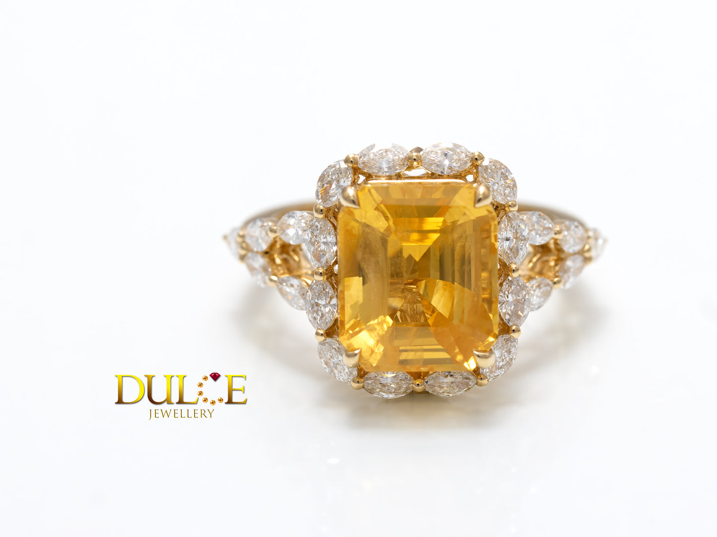 18K Gold Yellow Sapphire Diamond Ring