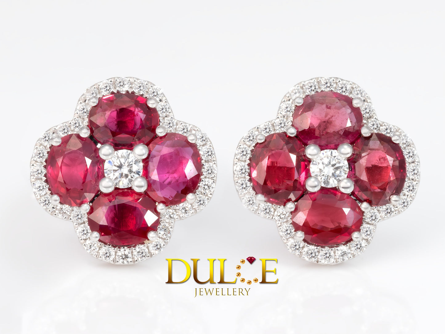 18K Gold Ruby Diamond Earrings (#3367)