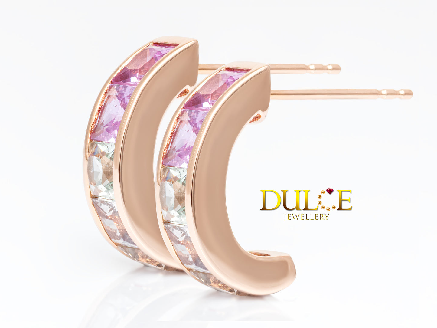 18K Gold Multi-color Sapphire Earrings (3605)