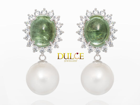 Tourmaline & Zircon Freshwater Pearls Earrings