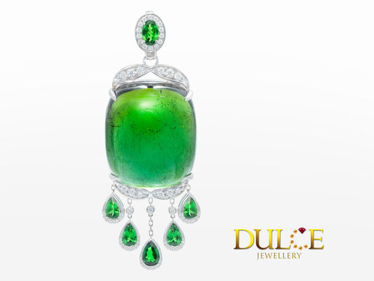 18K Gold Tsavorite and Tourmaline Diamond Pendant (GPTM&TSV3650)