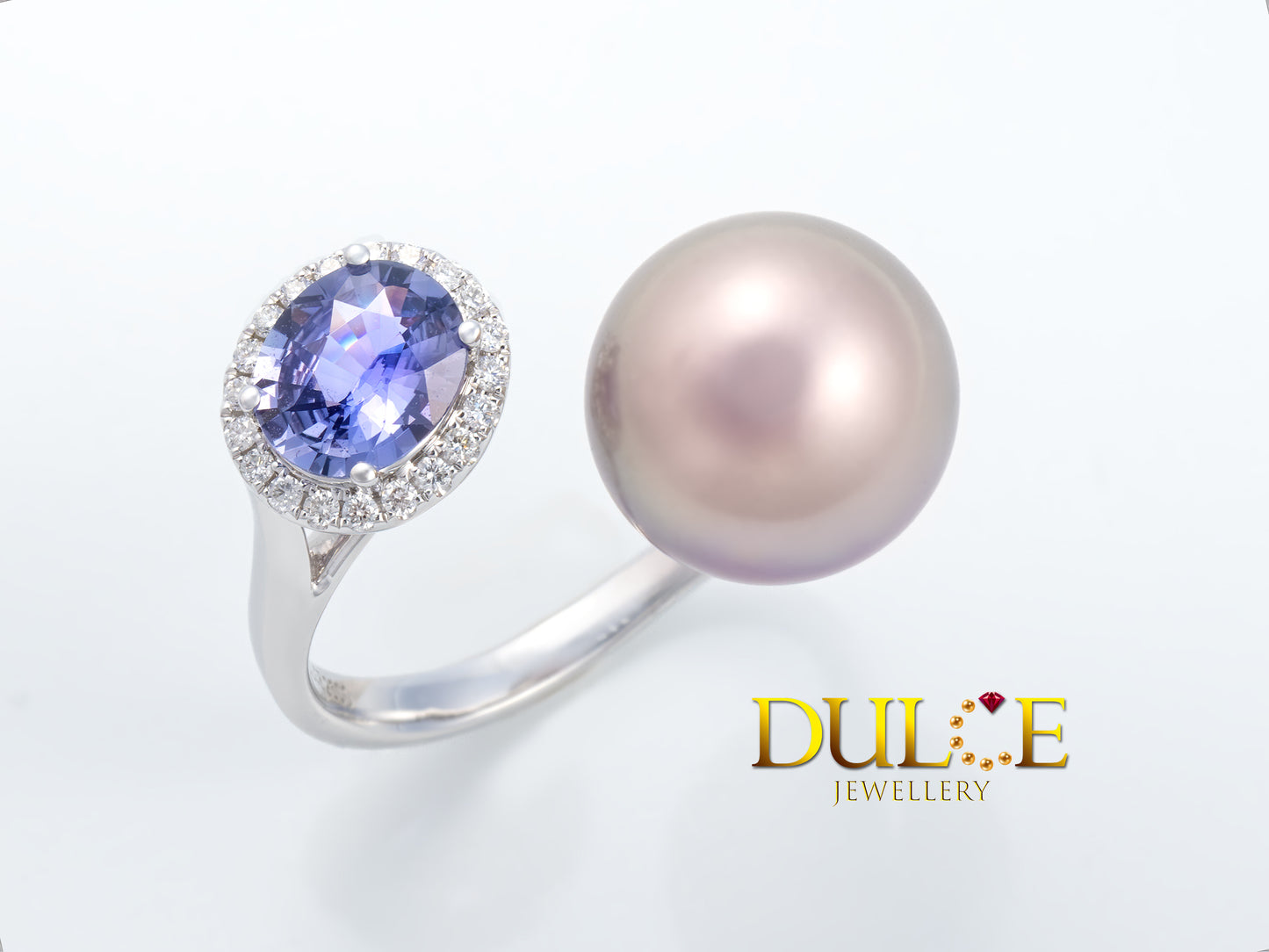 18K Gold Purple Sapphire and Freshwater Pearl Diamond Ring (GRSAP&P2600)