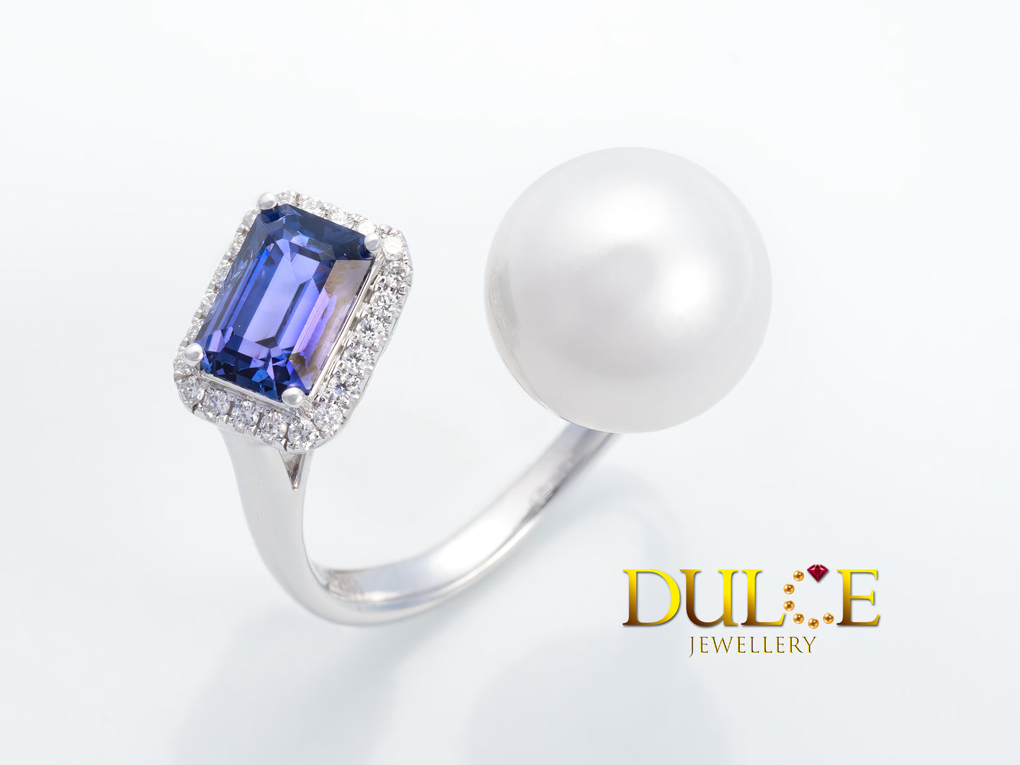 18K Gold Purple Sapphire and Freshwater Pearl Diamond Ring (GRSAP&P2599)