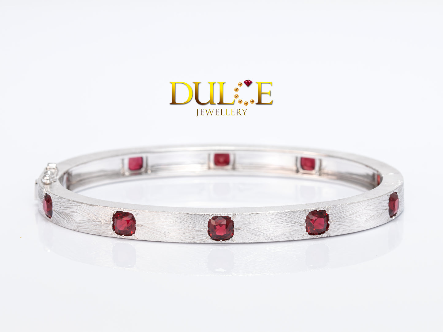 18K White Gold Red Spinel Bracelet (2873)