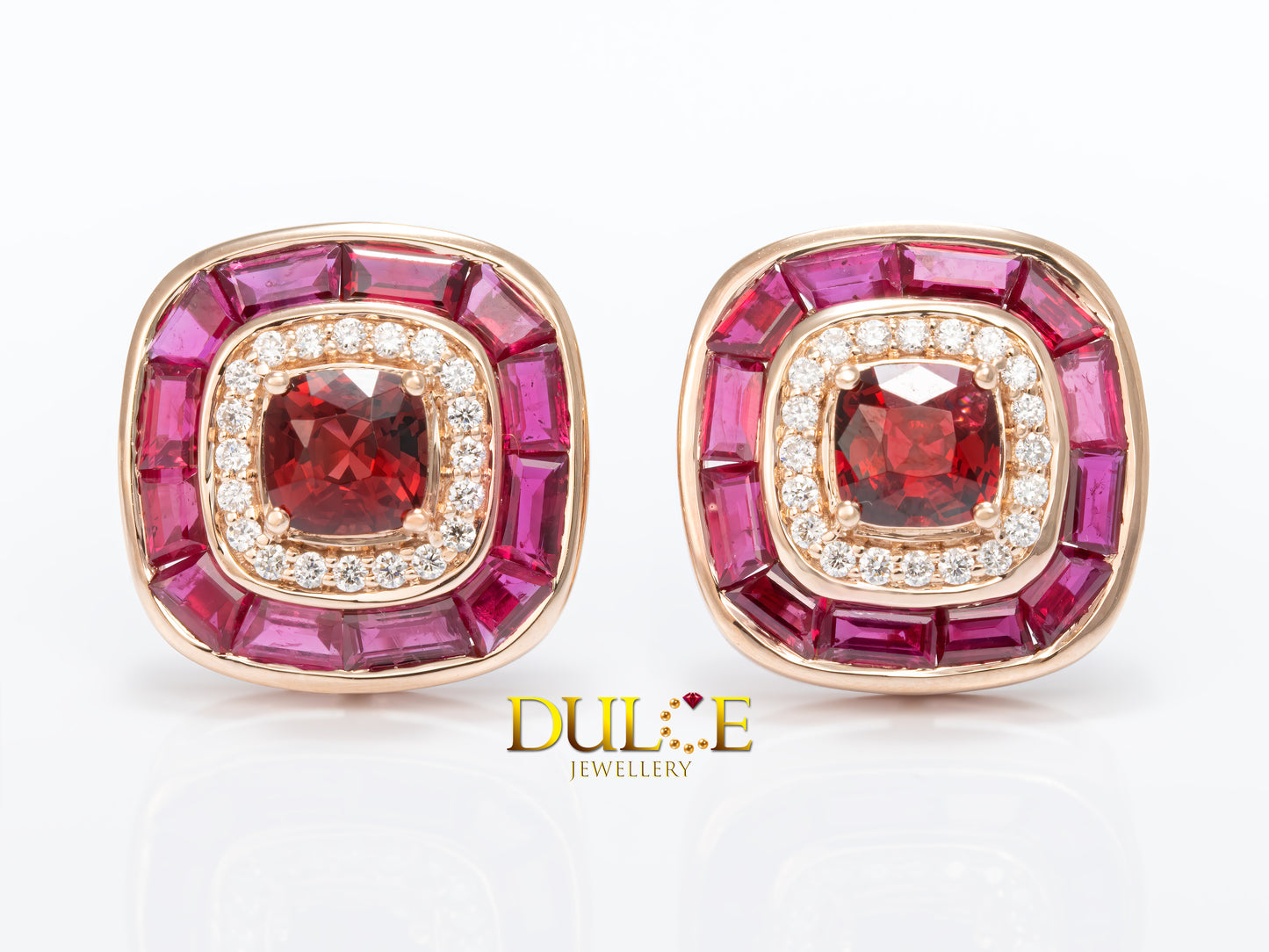 18K Gold Red Spinel Sapphire Earrings (#2698)