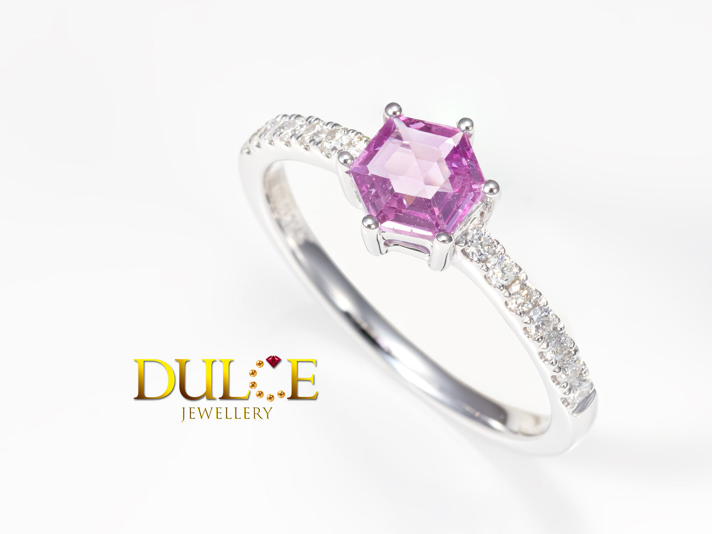 18K Gold Pink Sapphire Diamond Ring (GRBS3143)