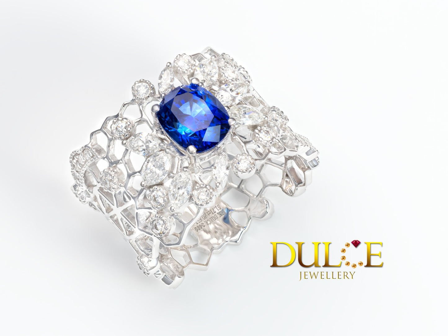 18K Gold Blue Sapphire Diamond Ring (GRBSD3499)