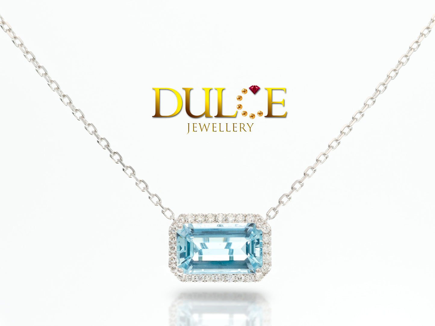 18K Gold Aquamarine Diamond Necklace (GNAQ3793)