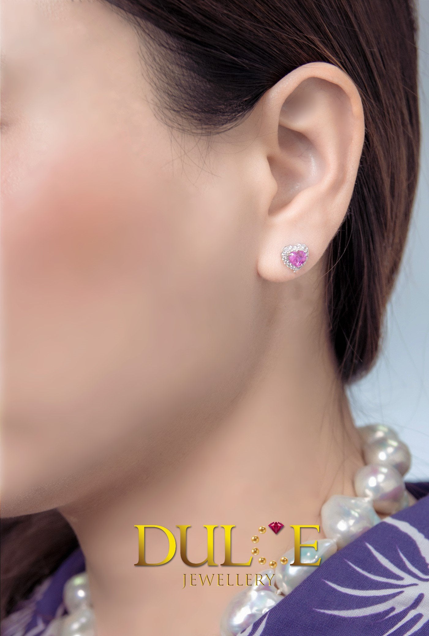 18K Yellow Gold Heart Shape Pink Sapphire Earrings